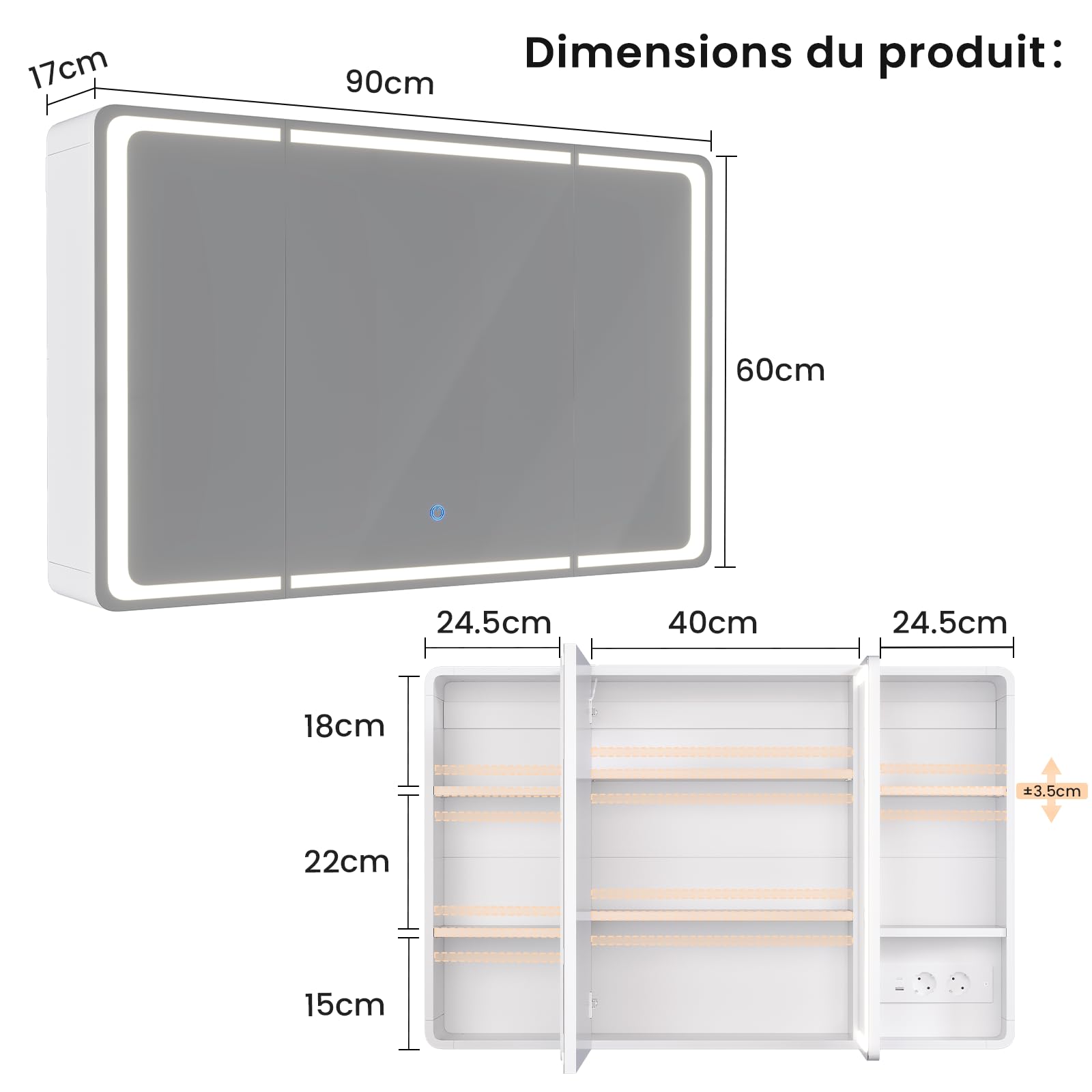 forabamb-armoires-murales-60cm-armoire-miroir-led-3-portes-prise image 2