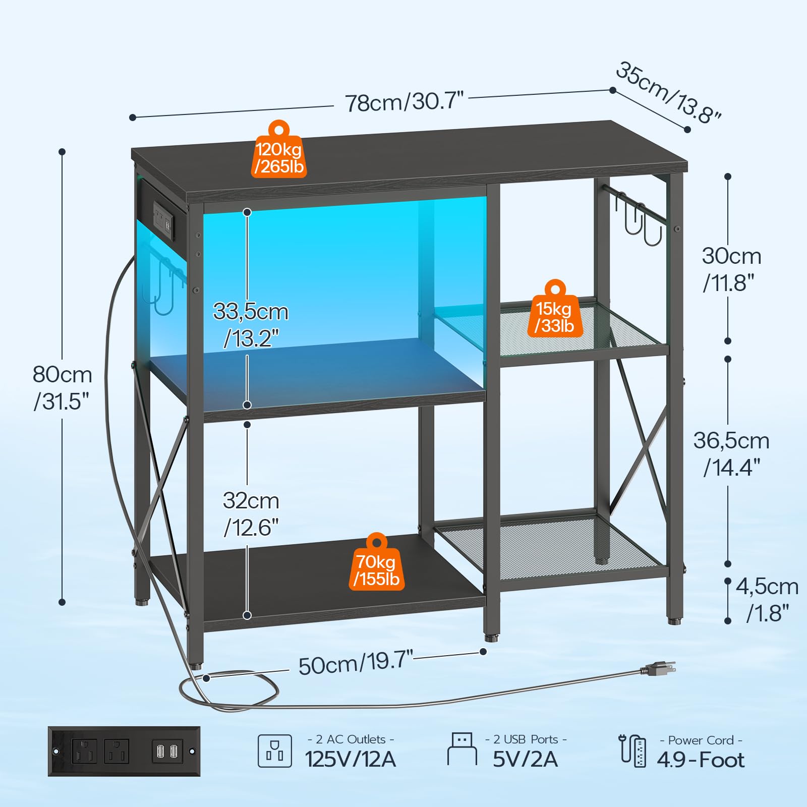 hoobro-meuble-aquarium-20-37-gallons-noir-avec-prise-et-led image 1