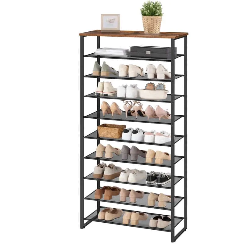 hoobro-shoe-racks-meuble-chaussures-marron-10-niveaux-40-paires image 1