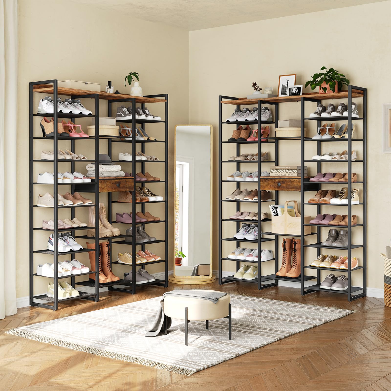 hoobro-10-niveaux-meuble-chaussures-marron-grande-capacit image 5