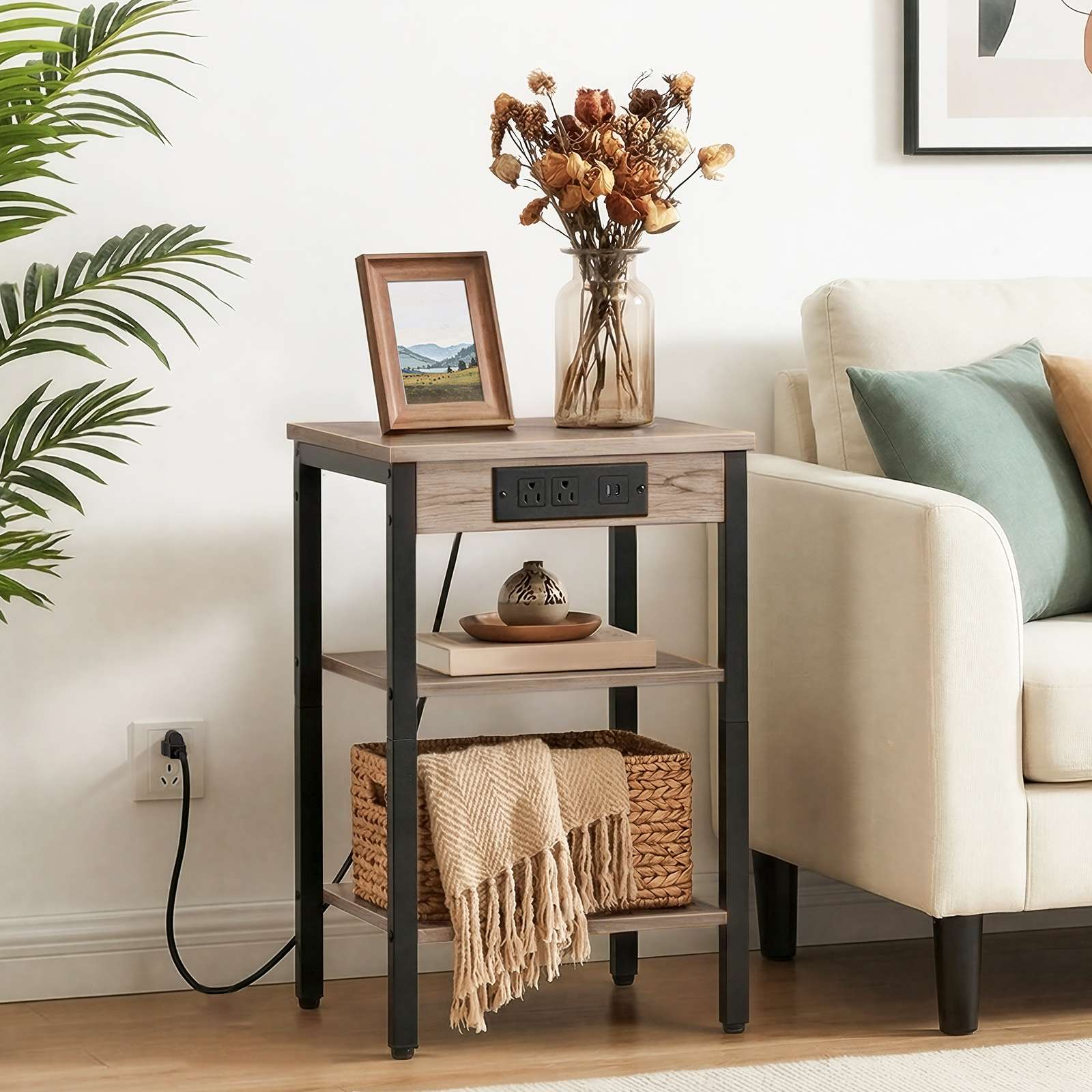 hoobro-side-tables-bout-canap-greige-prise-usb image 2