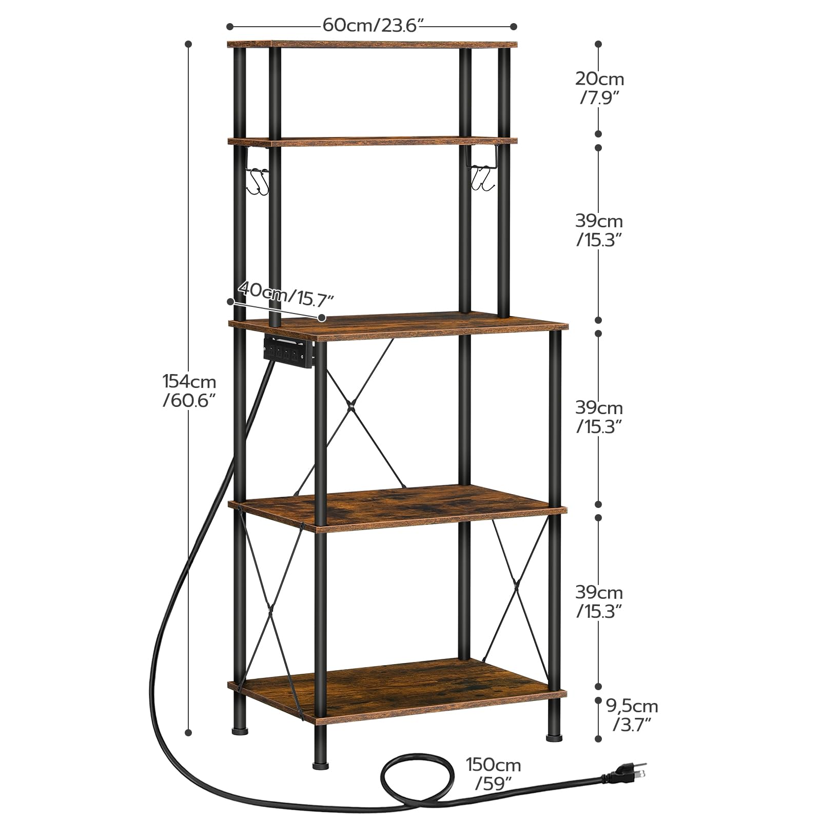 hoobro-kitchen-furniture-desserte-cuisine-marron-5-niveaux-prise image 3
