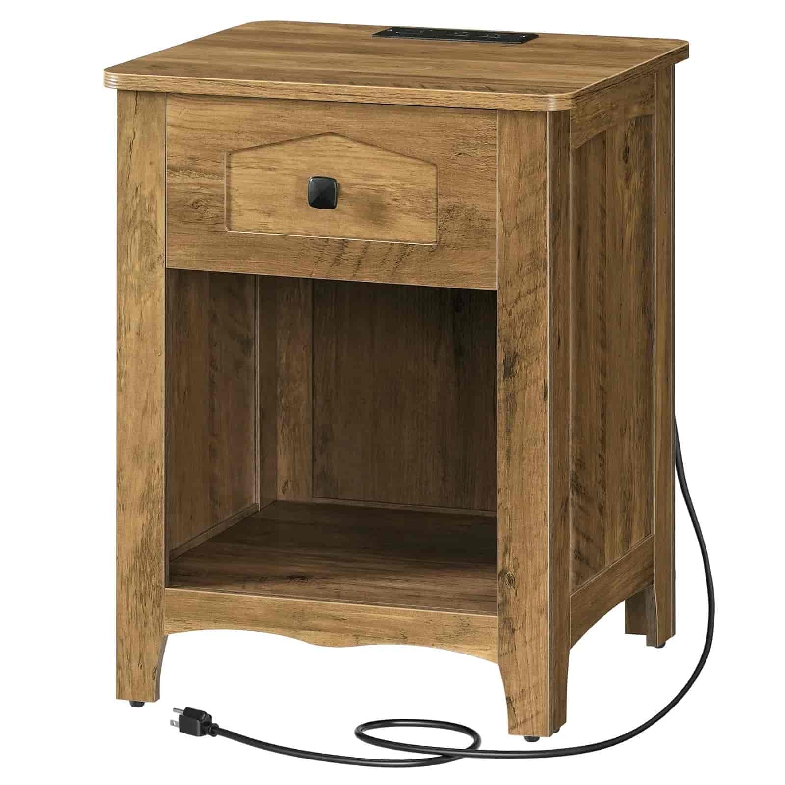 hoobro-nightstands-table-de-chevet-marron-station-charge image 3