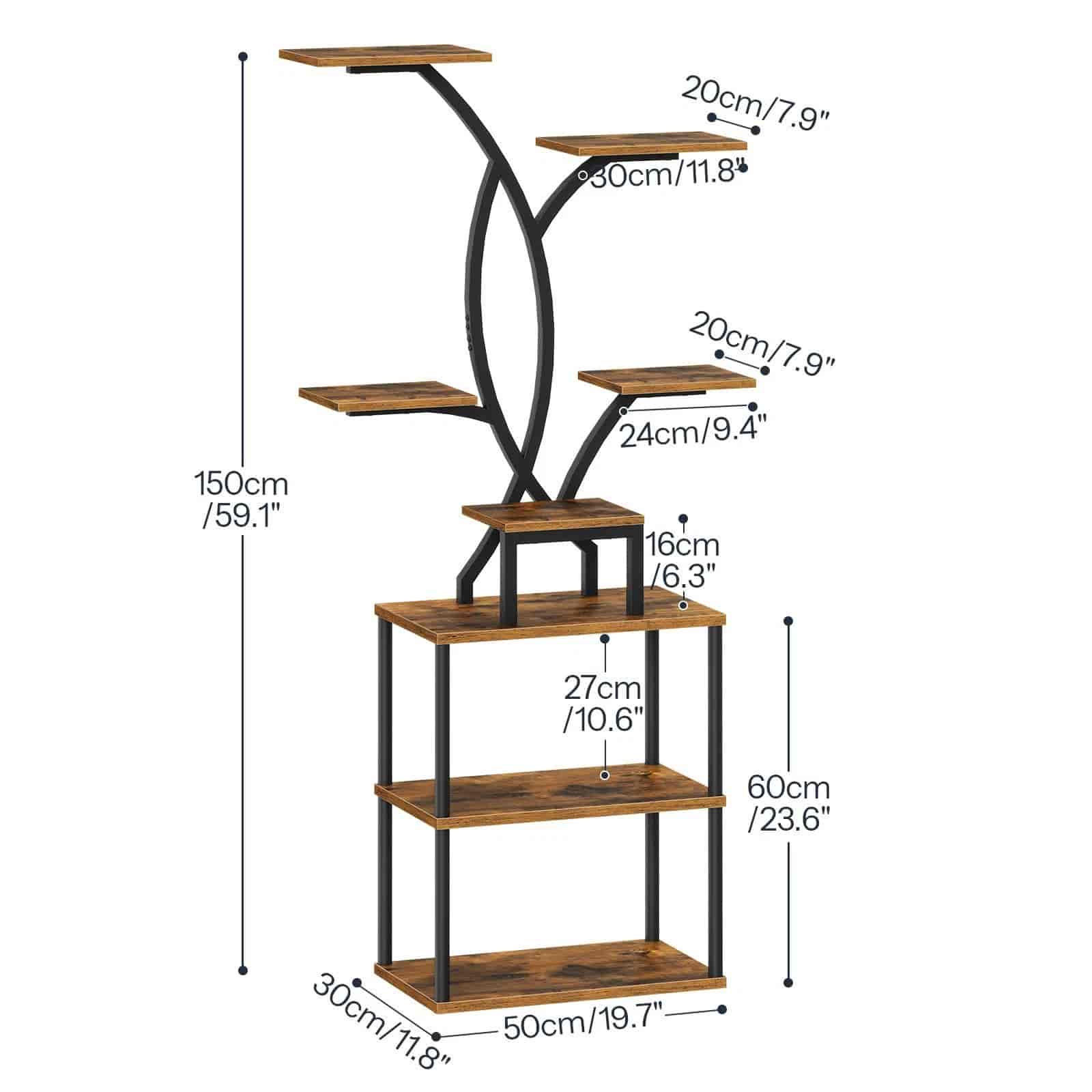 hoobro-storage-racks-porte-plantes-angle-marron-led image 4