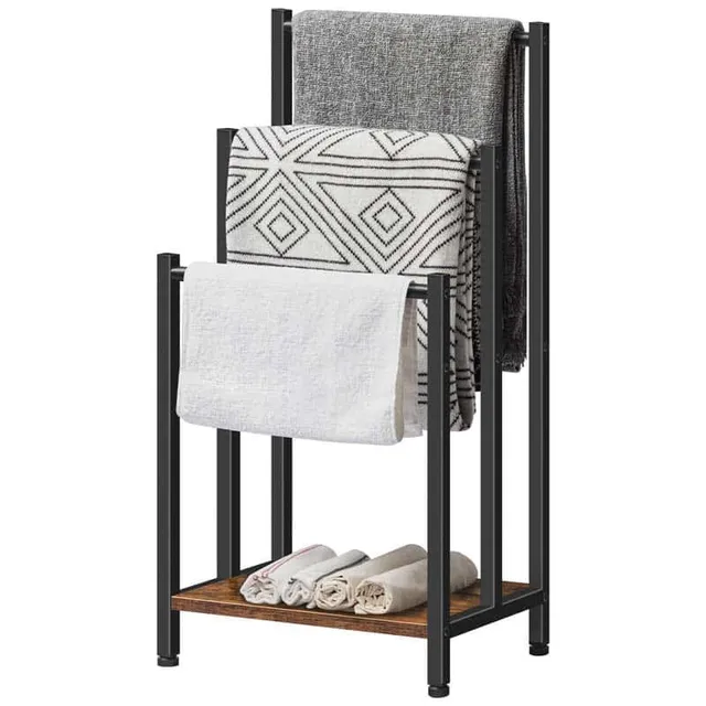 hoobro-bathroom-furniture-porte-serviettes-3-niveaux-marron image 1