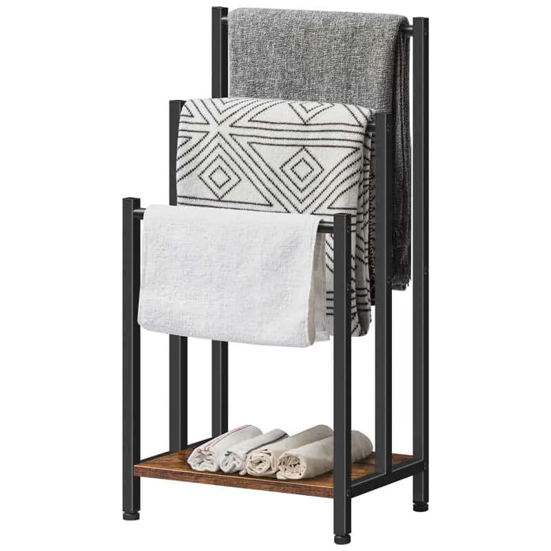 hoobro-bathroom-furniture-porte-serviettes-3-niveaux-marron image 1