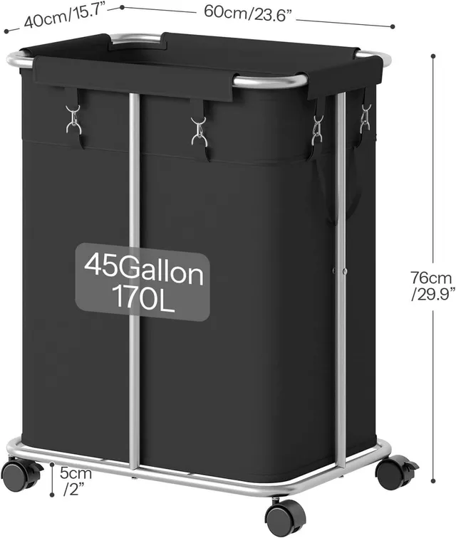 hoobro-panier-linge-170l-roulettes-noir-grande-capacit image 1