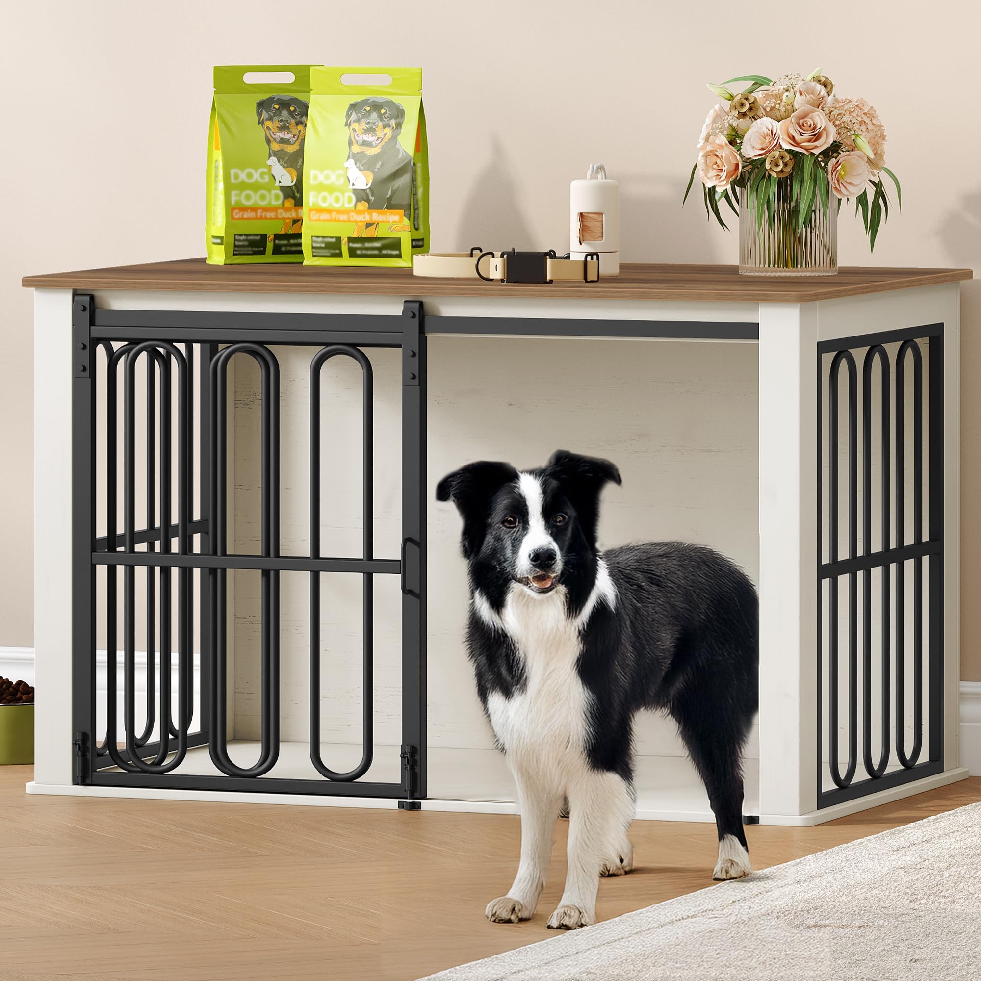 hexcelen-cage-chien-blanc-et-marron-100-cm-appoint image 1