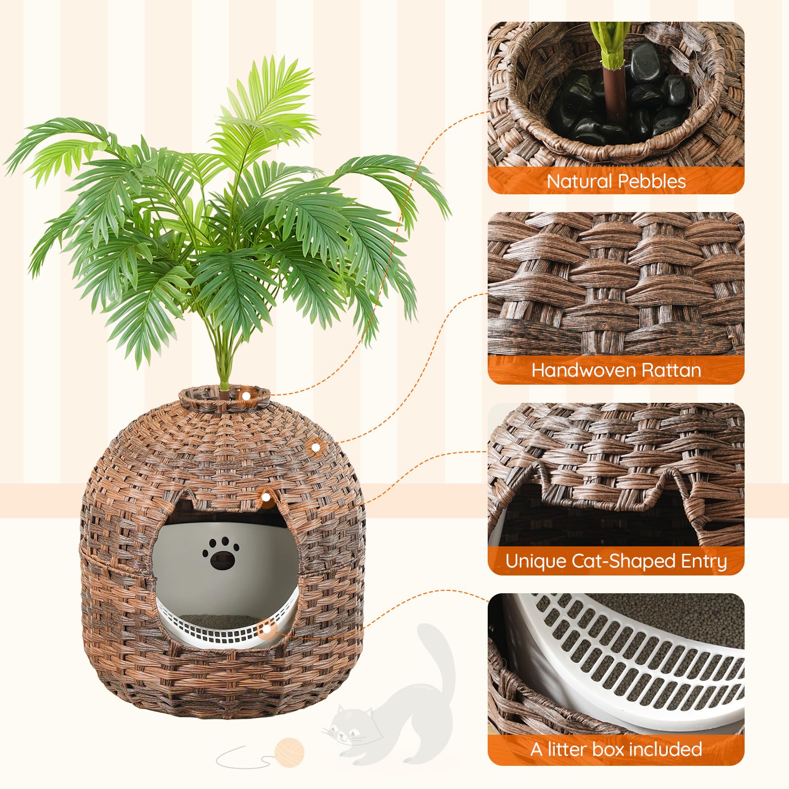 hoobro-pet-furniture-meuble-liti-re-chat-marron-rotin-plante image 8