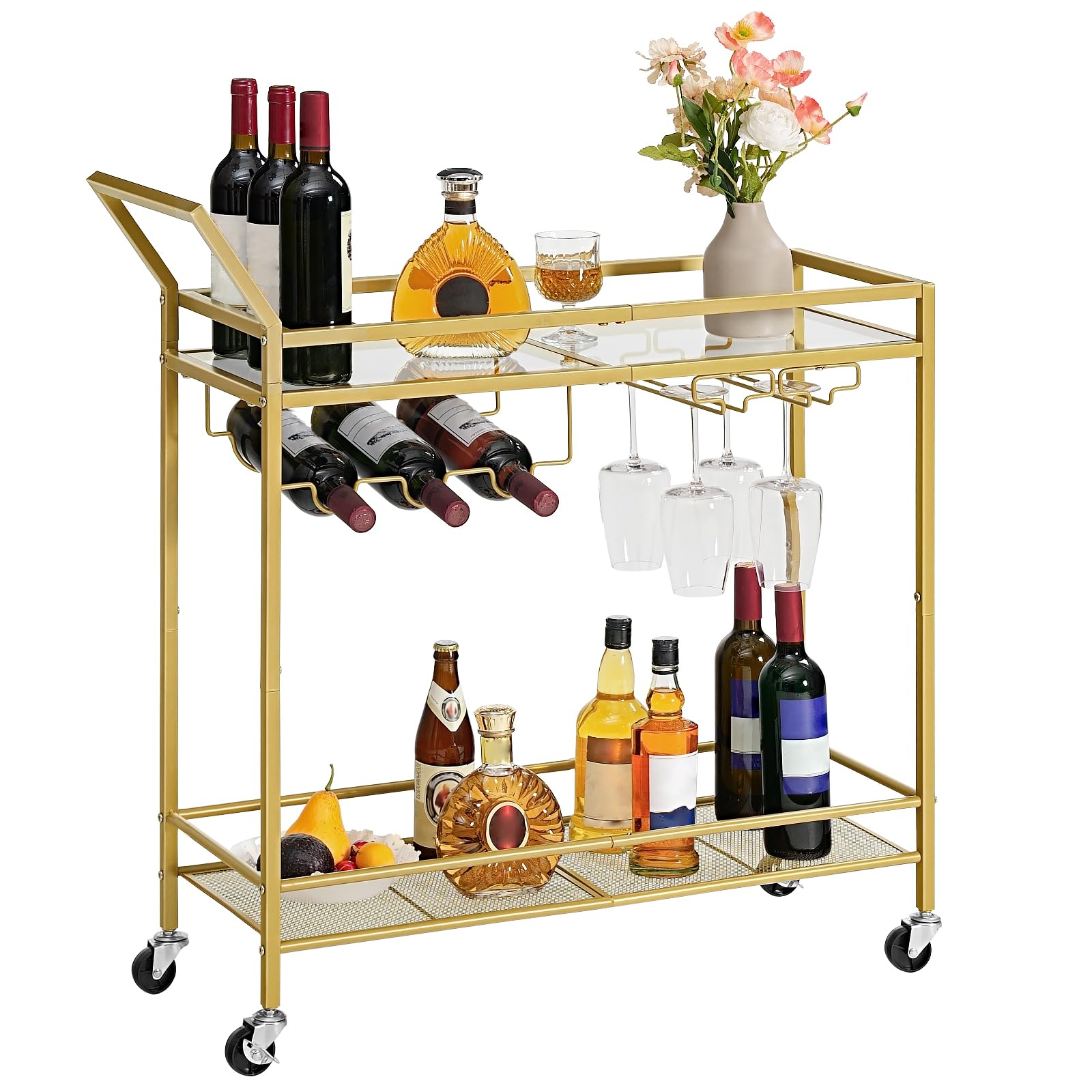 hoobro-desserte-bar-roulettes-dor-e-porte-verres image 1