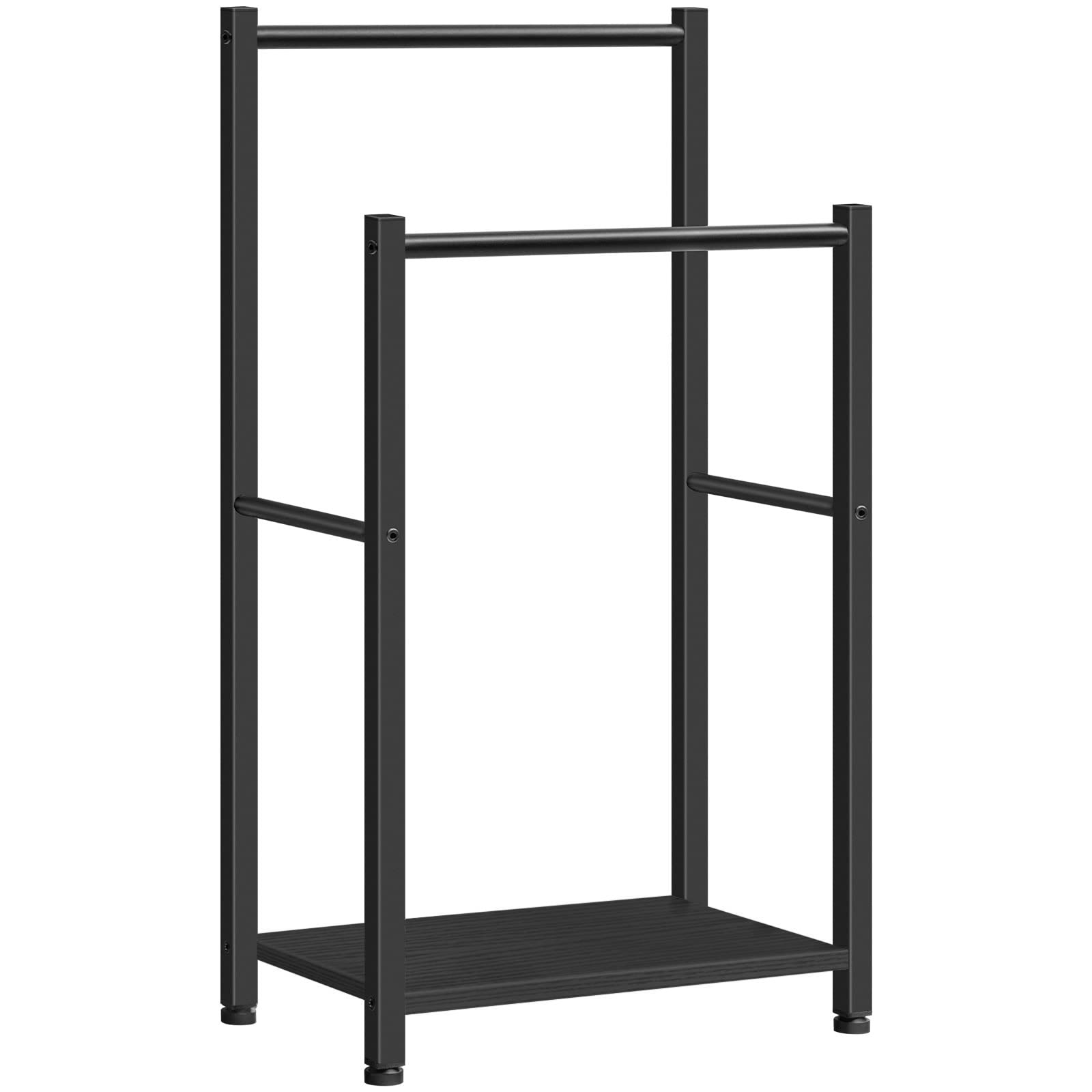 hoobro-bathroom-furniture-porte-serviettes-sur-pied-2-niveaux-noir image 3