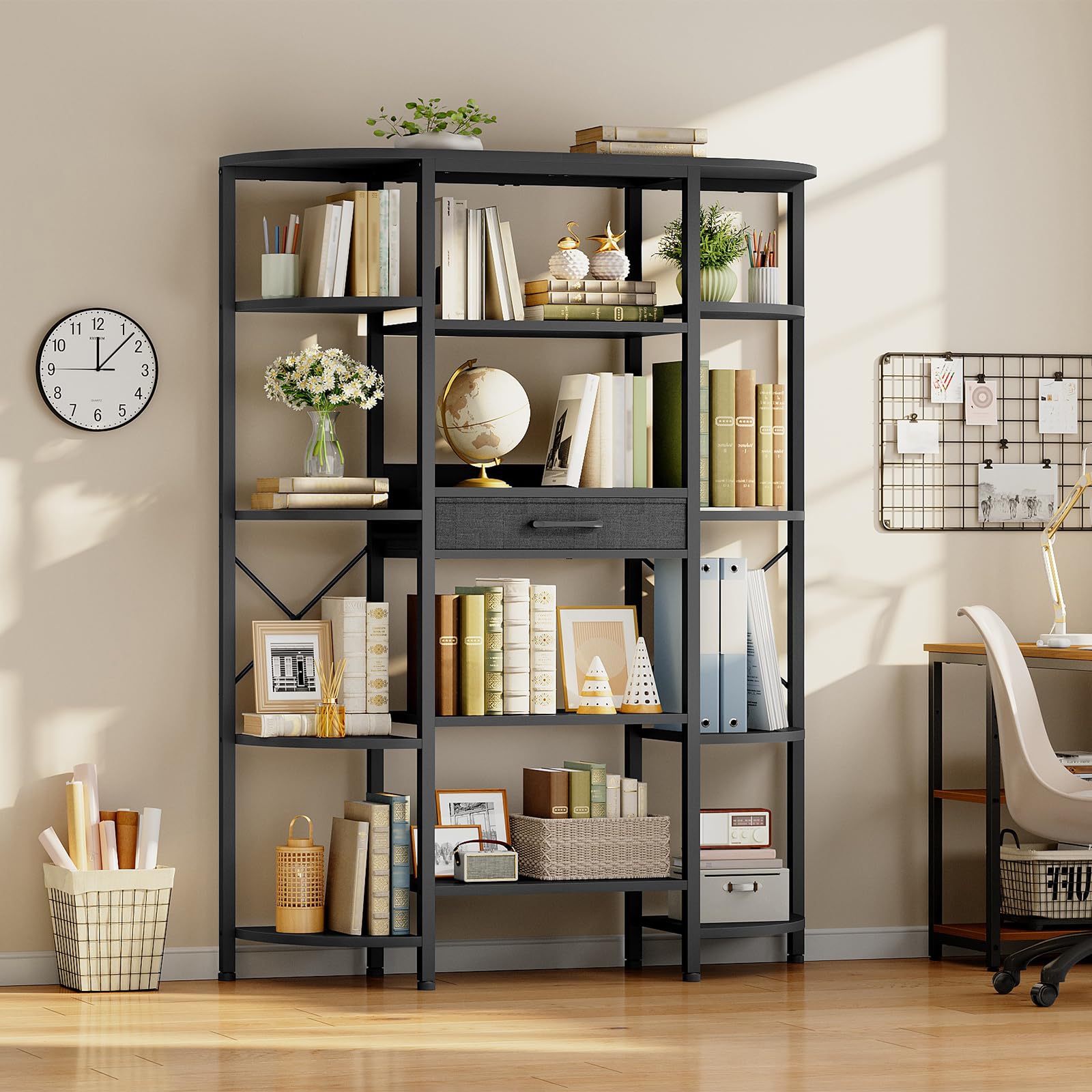 hoobro-bookshelves-biblioth-que-5-niveaux-noire-12-cases image 2