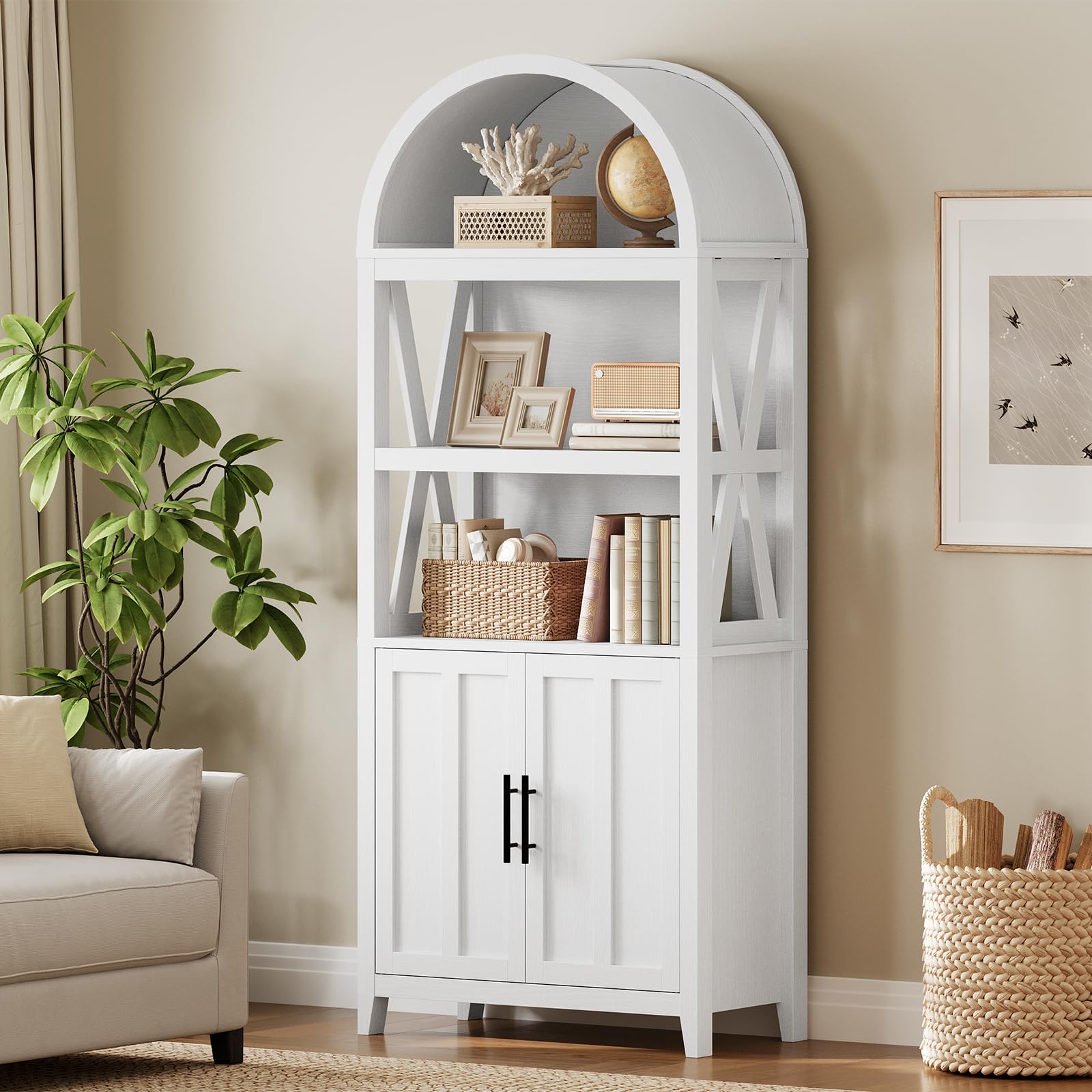 hoobro-bookshelves-biblioth-que-blanche-5-niveaux-arche image 5