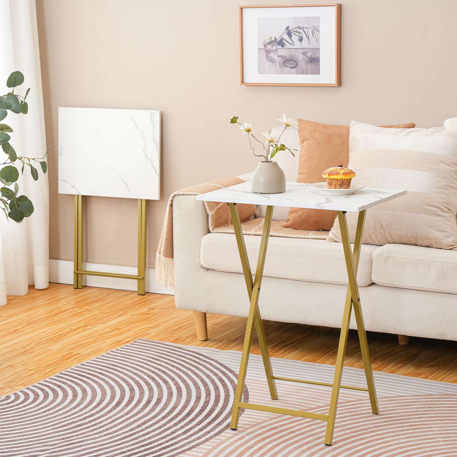 hoobro-tv-tray-tables-table-pliante-marbre-lot-de-2 image 5