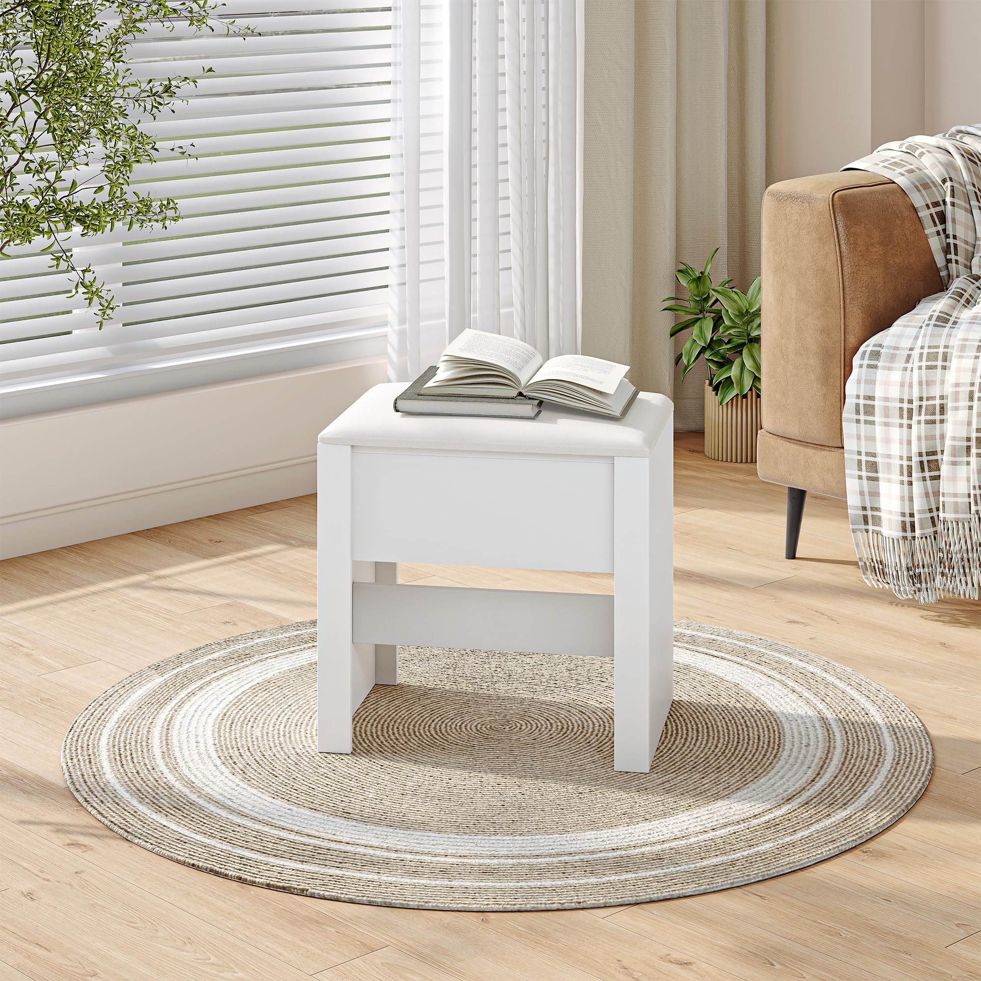 hexcelen-tabouret-coiffeuse-blanc-30x40x44-cm-simili-cuir-120-kg image 4