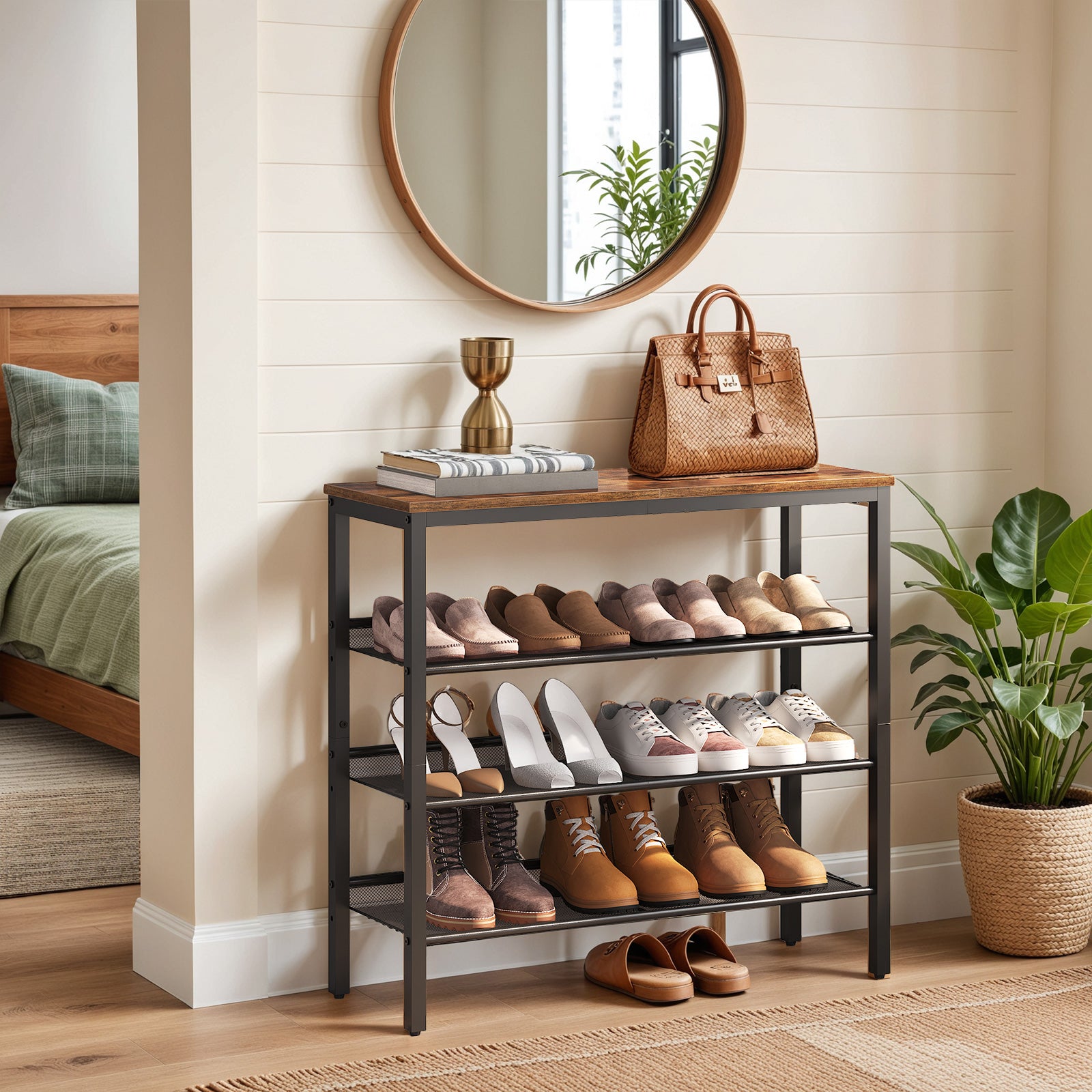hoobro-shoe-racks-meuble-chaussures-4-niveaux-marron-12-16-paires image 6