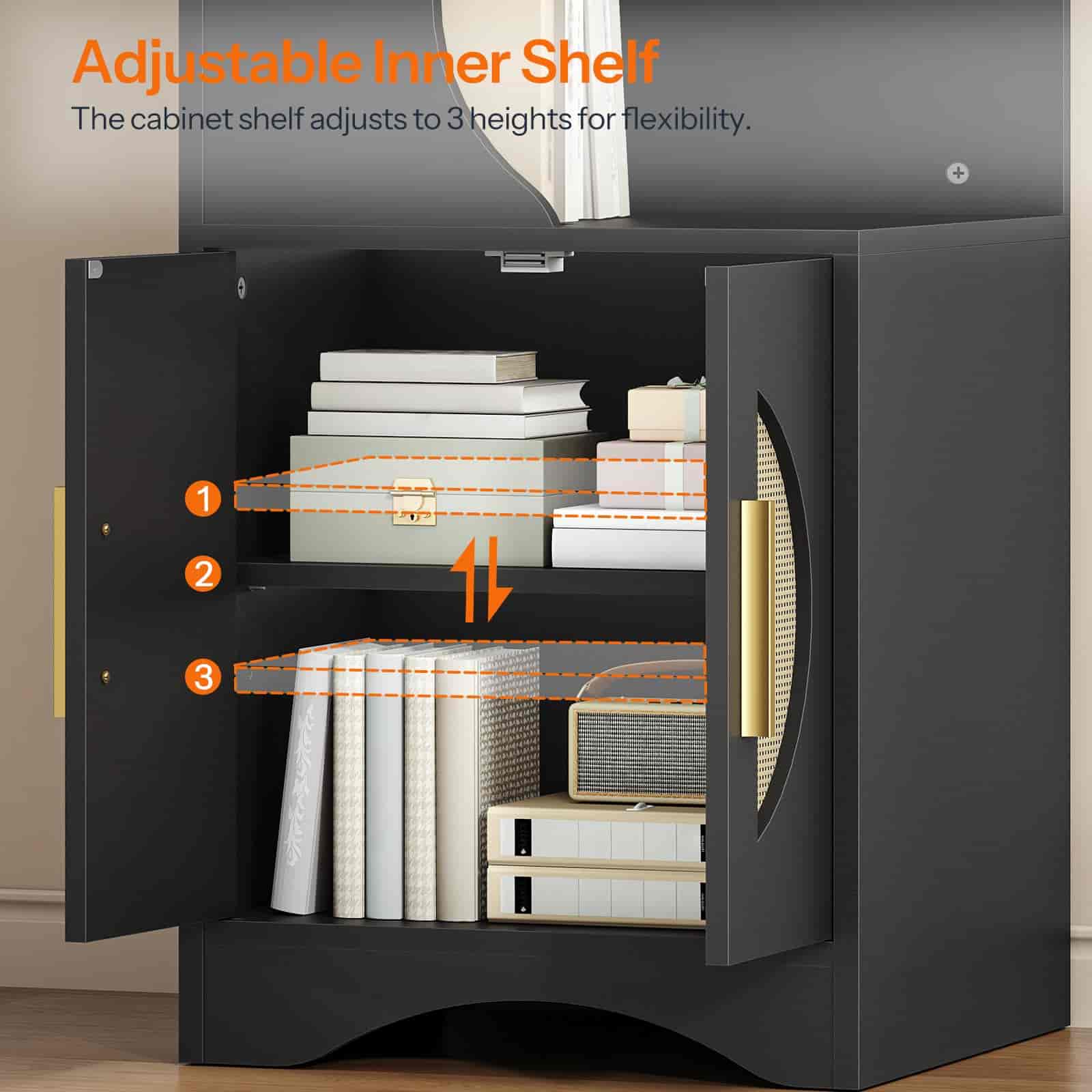 hoobro-bookshelves-biblioth-que-d-angle-noire-180-cm-porte-tiss-e image 8