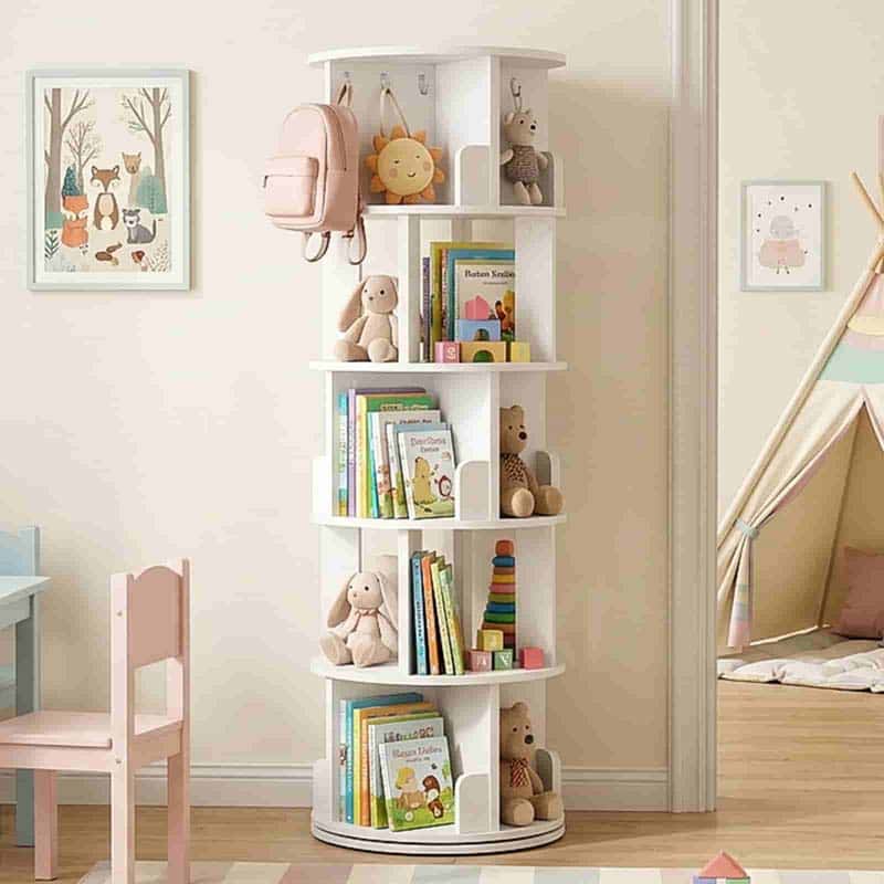 hoobro-bookshelves-biblioth-que-pivotante-5-tages-blanche image 6