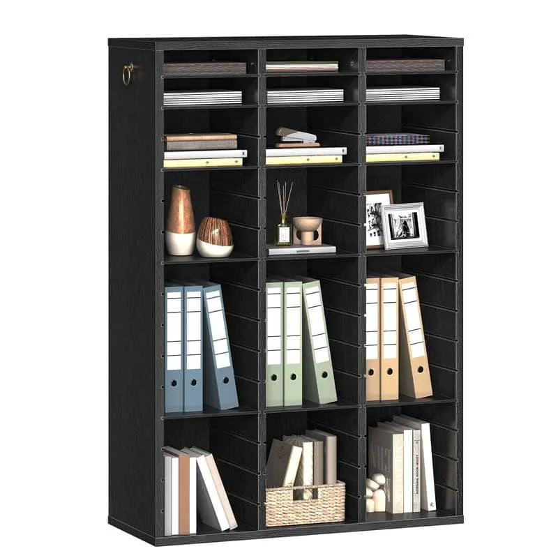 hoobro-trieur-courrier-48-cases-noir-bureau-bois-r-glable image 1