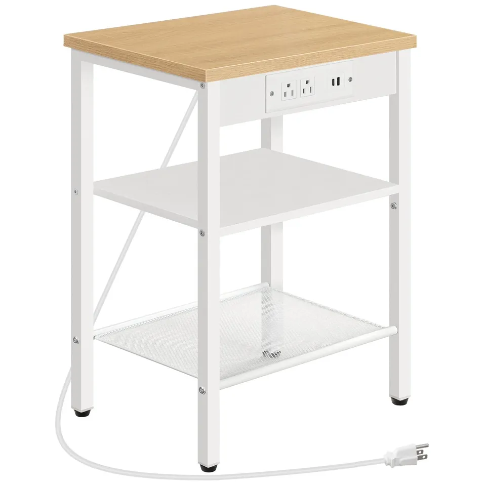 hoobro-side-tables-table-appoint-naturel-3-niveaux-usb image 1