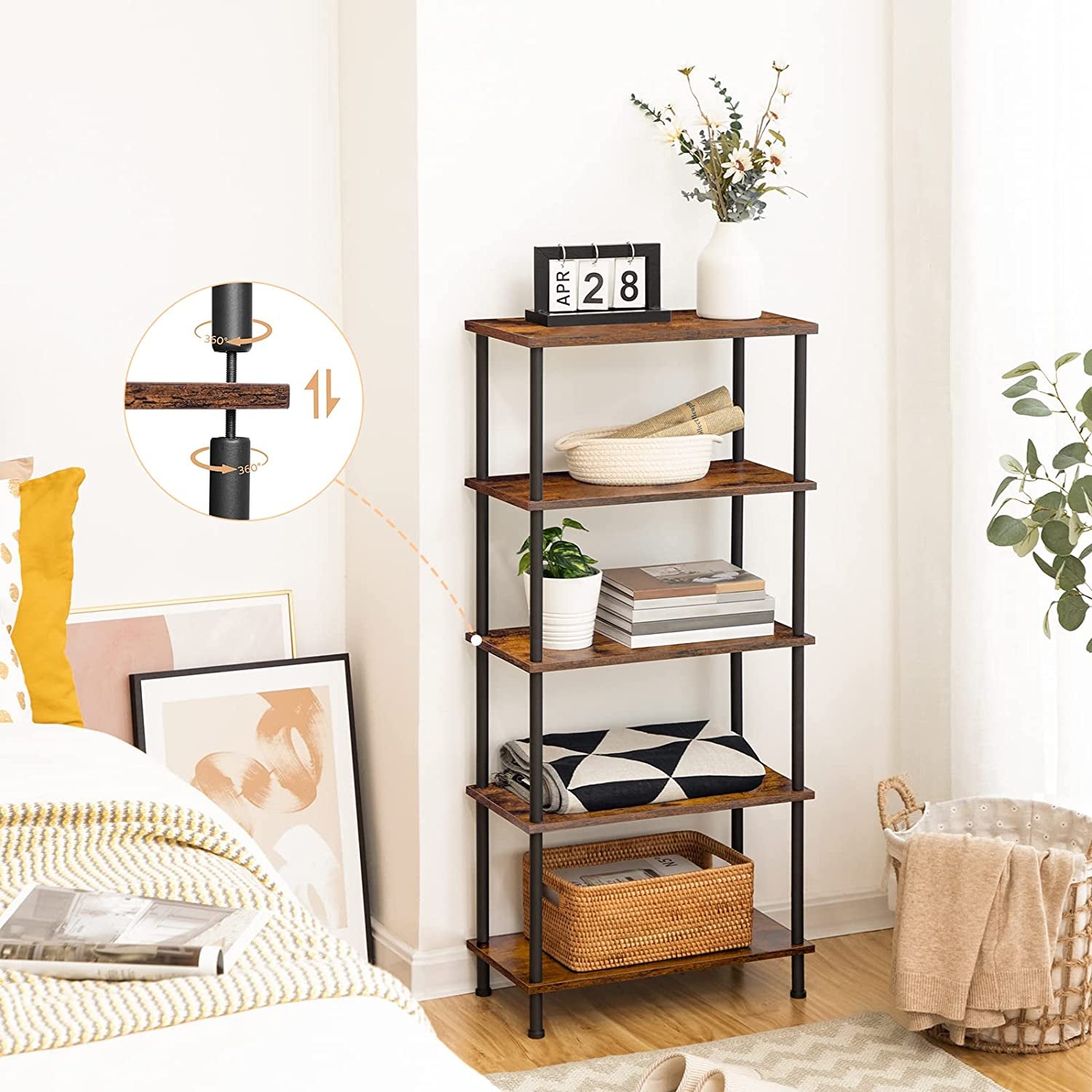 hoobro-side-tables-bout-de-canap-3-niveaux-marron image 7