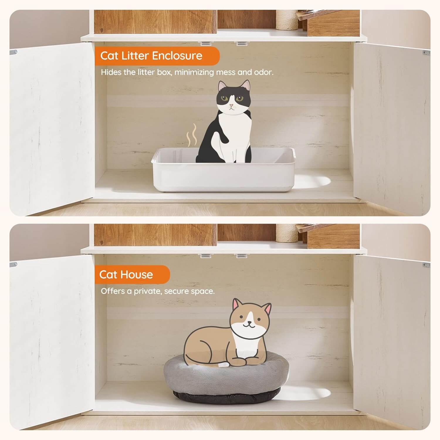 hoobro-pet-furniture-arbre-chat-blanc-liti-re-gamelles-58-7 image 6