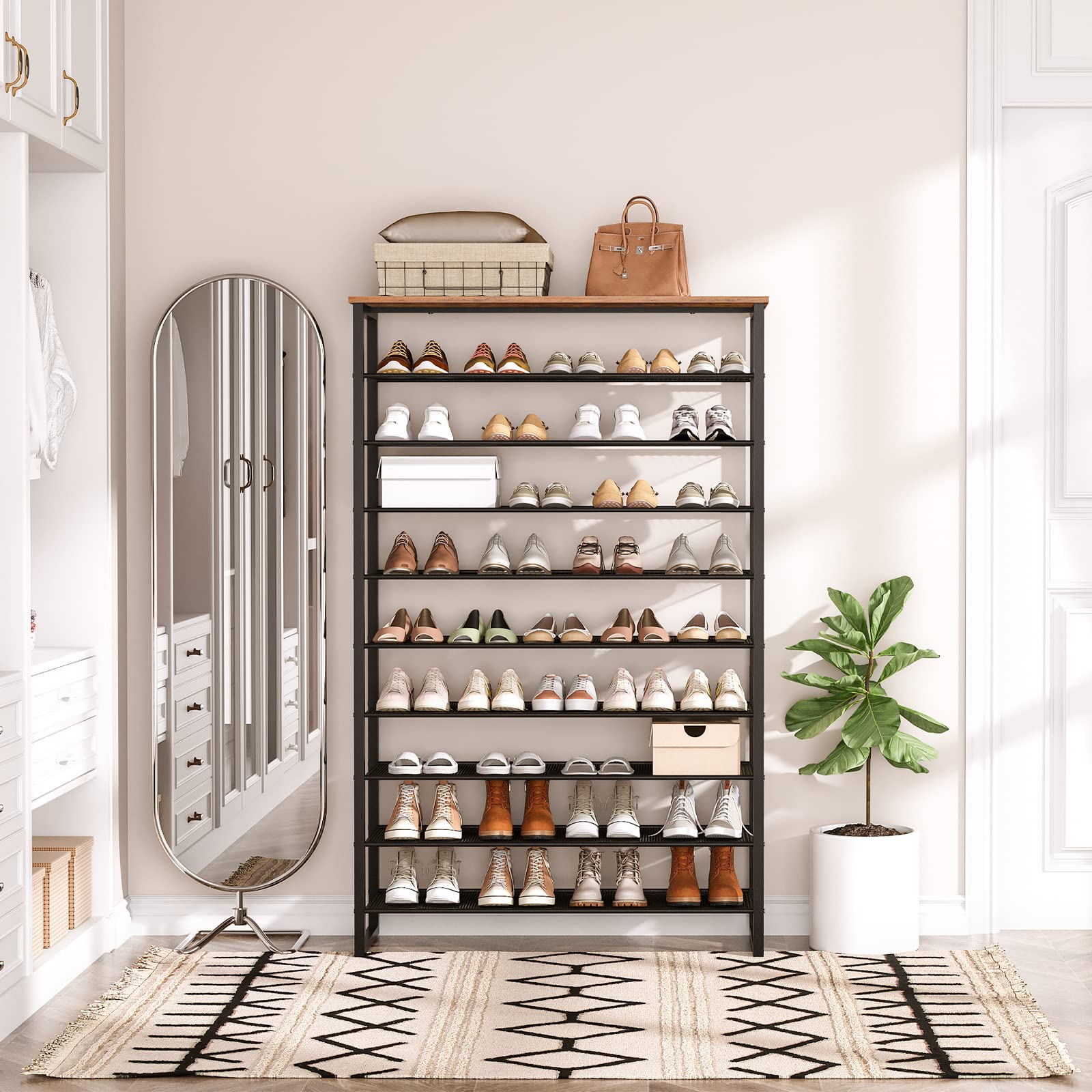 hoobro-shoe-racks-meuble-chaussures-marron-10-niveaux-50-paires image 6