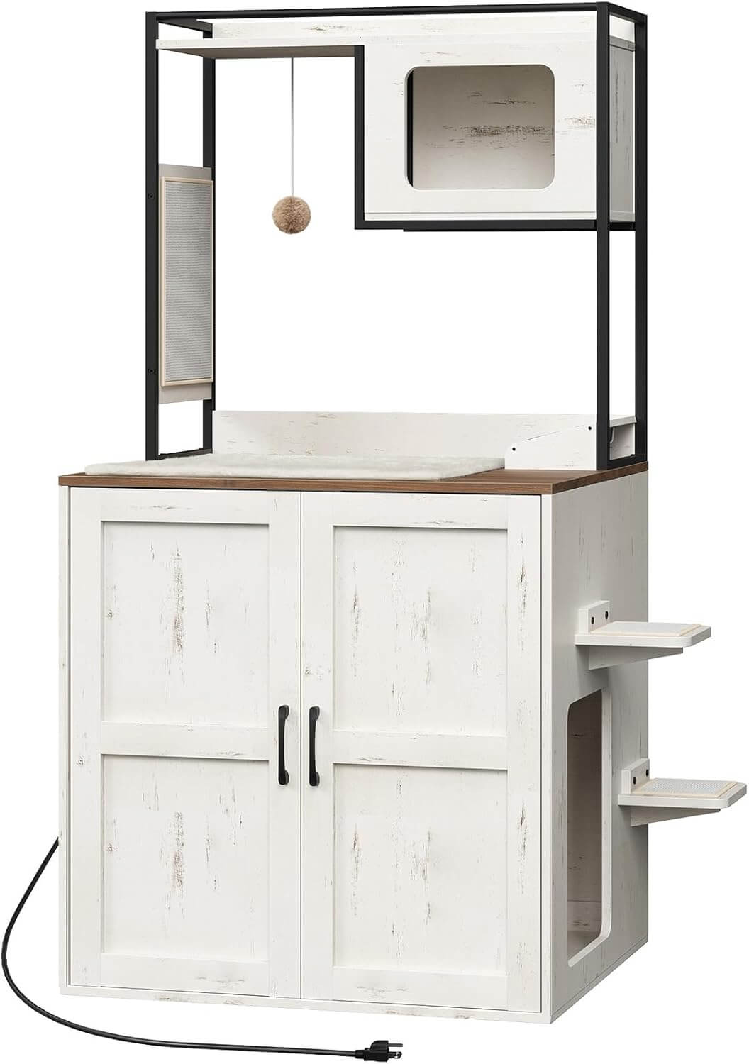 hoobro-pet-furniture-meuble-liti-re-chat-blanc-tour-61-pouces image 1