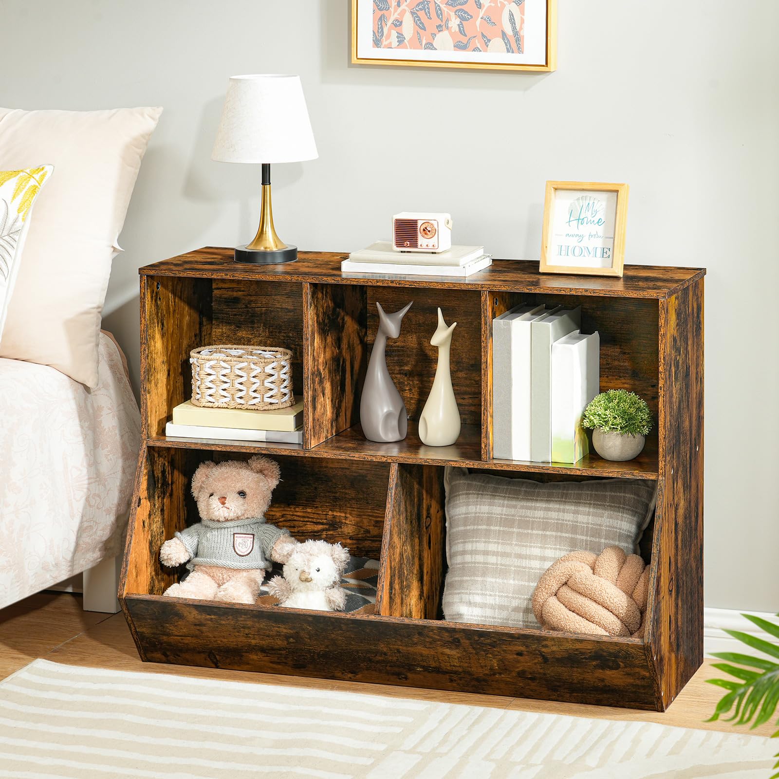 hoobro-kid-s-furniture-biblioth-que-enfant-marron-90-cm-3-casiers image 4