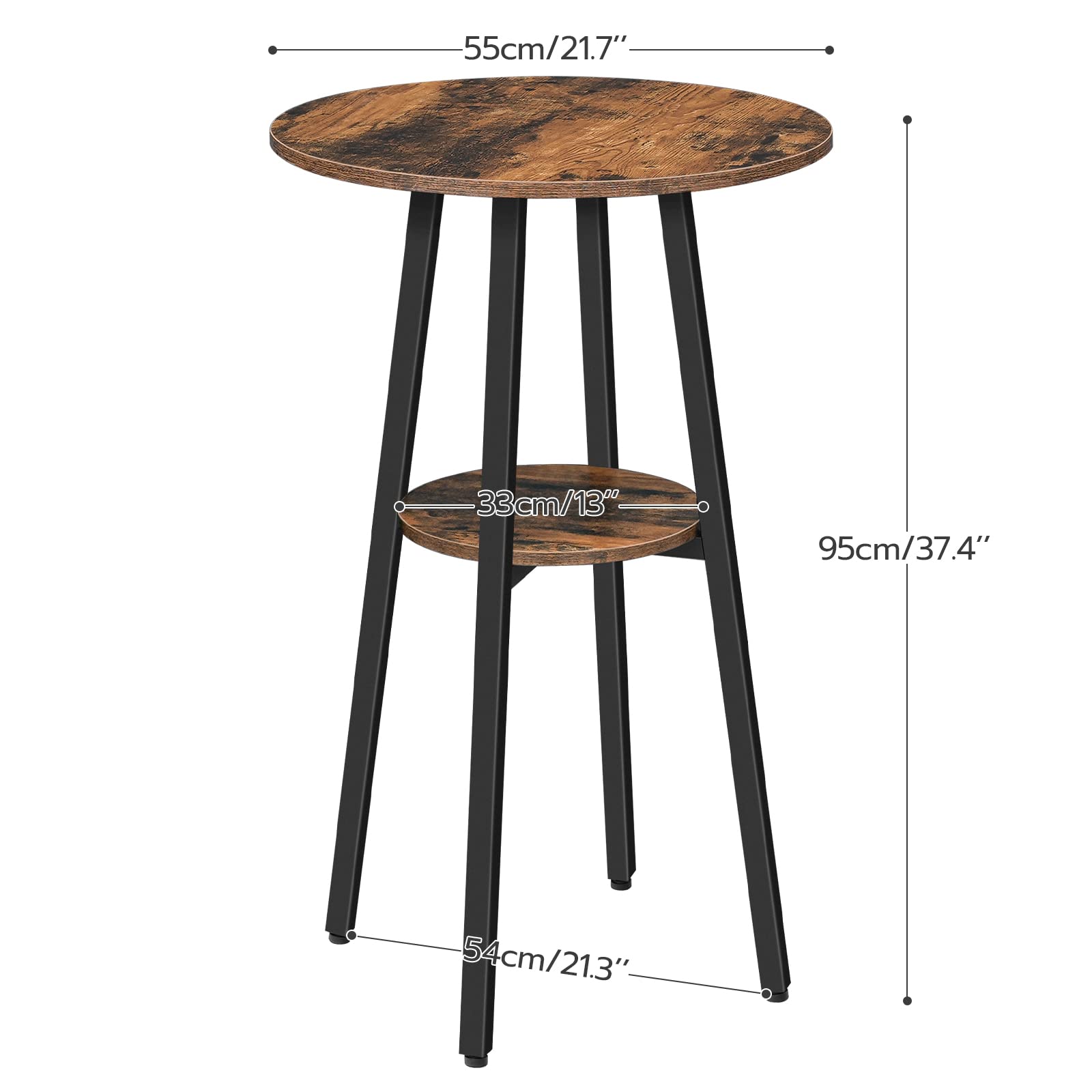 hoobro-beverage-counters-table-de-bar-ronde-2-niveaux-marron image 3