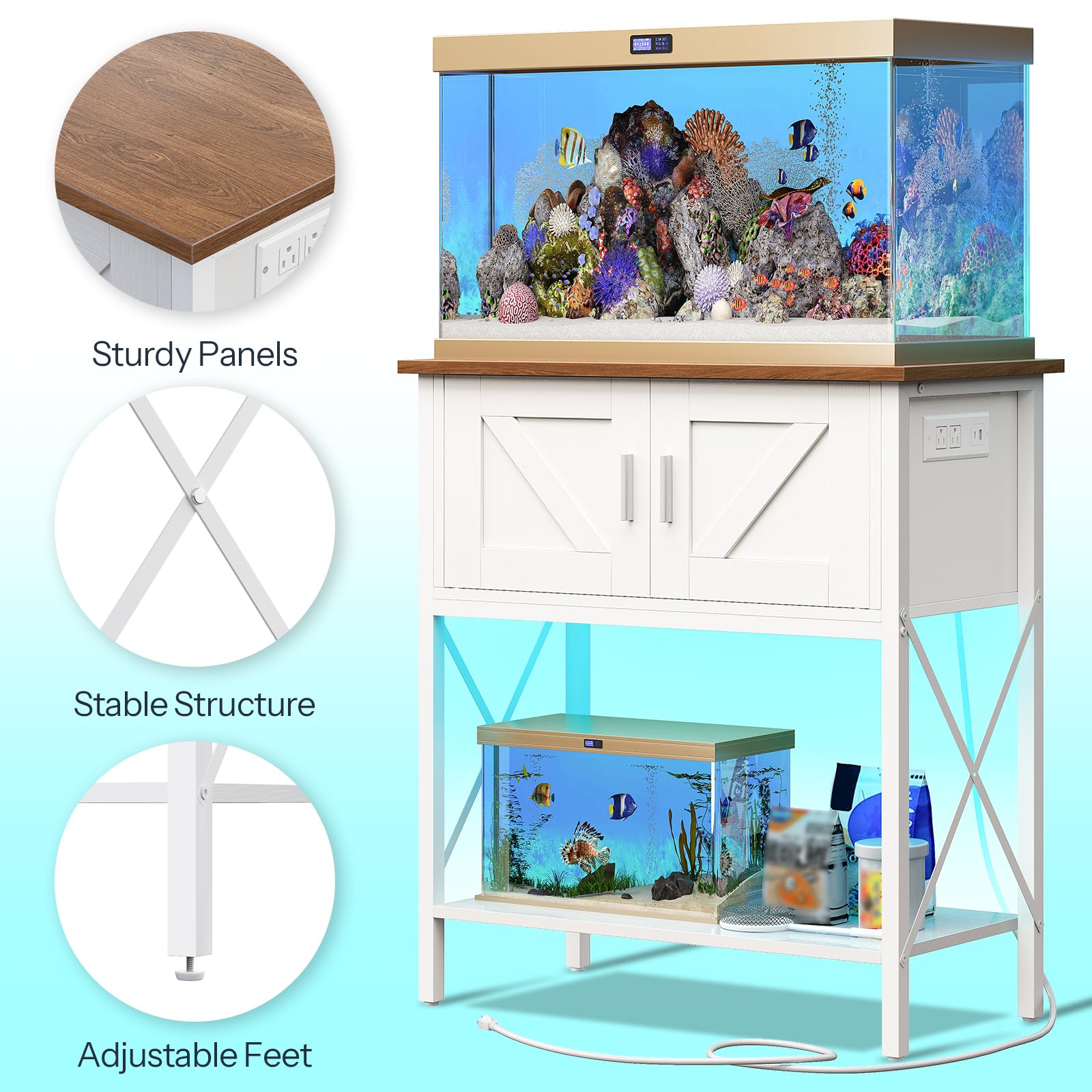 hoobro-fish-tank-stands-meuble-aquarium-blanc-led-75-l image 6