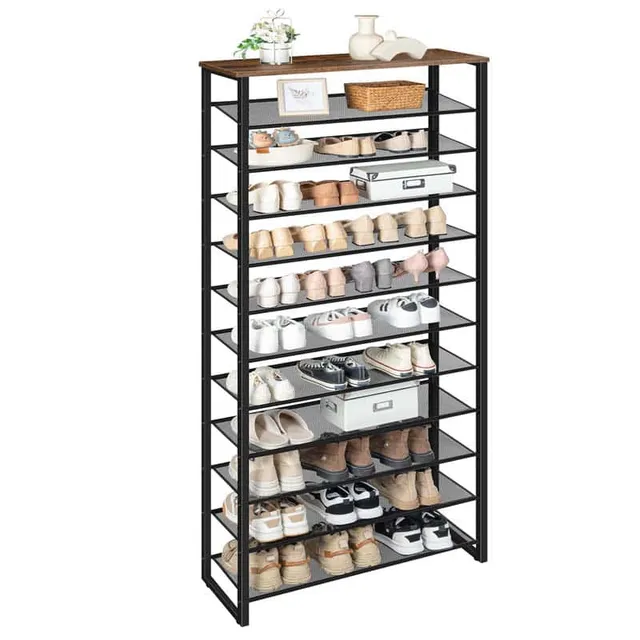 hoobro-shoe-racks-meuble-chaussures-marron-12-niveaux image 1