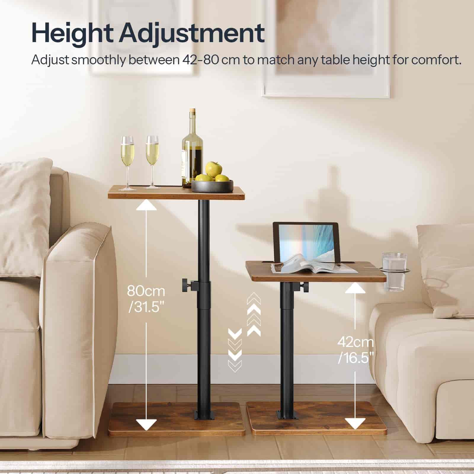 hoobro-tv-tray-tables-table-canap-marron-hauteur-r-glable image 6
