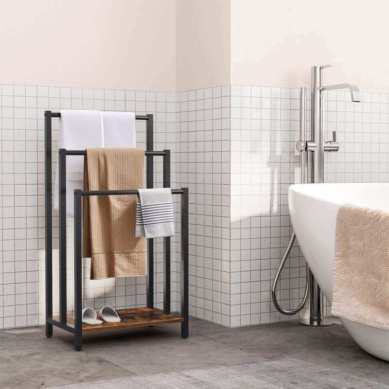 hoobro-bathroom-furniture-porte-serviettes-3-niveaux-marron image 2