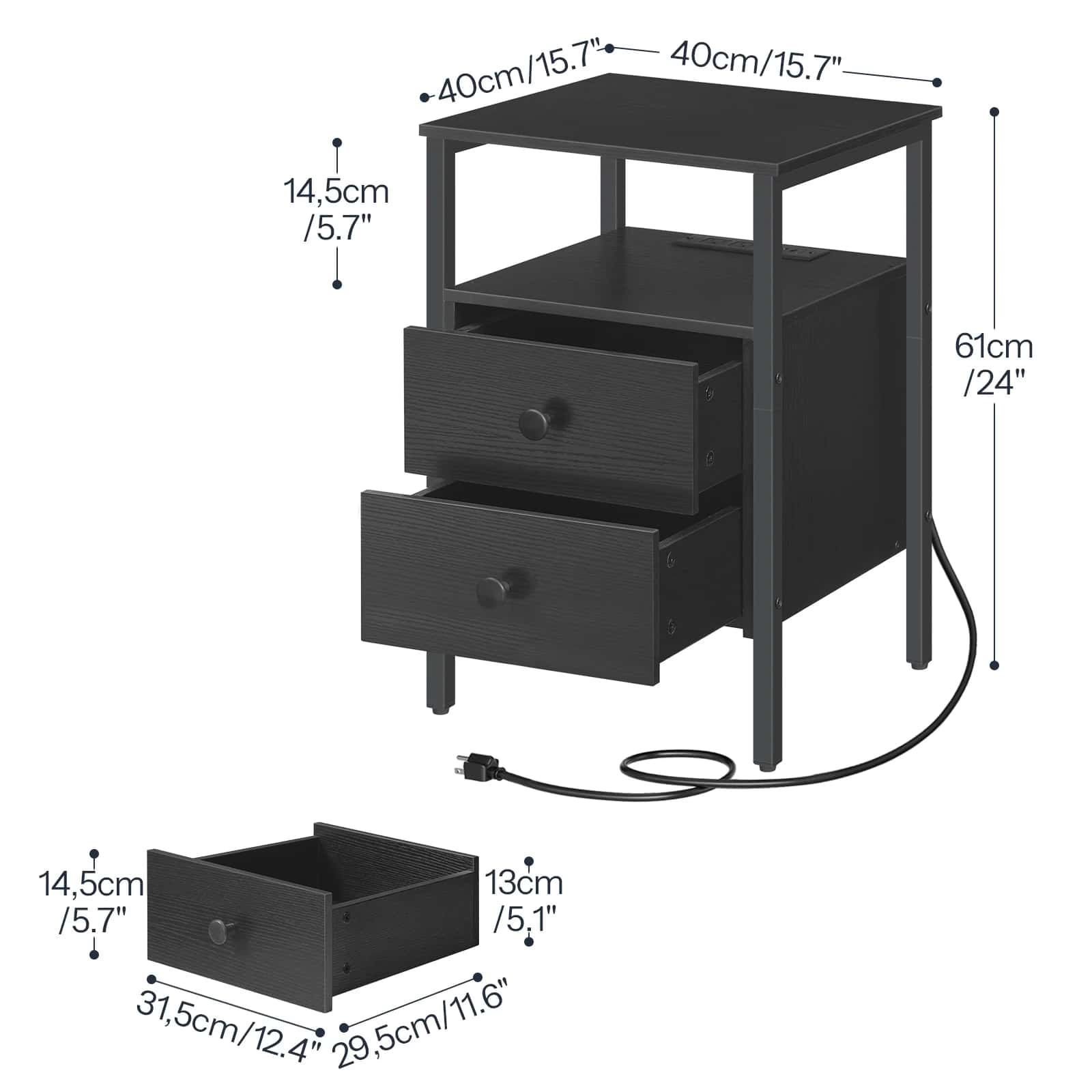hoobro-nightstands-table-chevet-2-tiroirs-prises-noire image 3