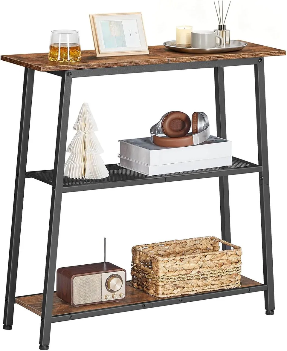 hoobro-console-table-console-entr-e-marron-3-niveaux-troite image 1