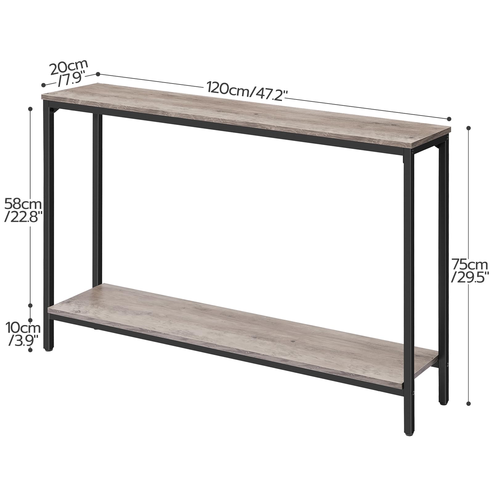 hoobro-console-table-table-console-troite-greige-120-cm image 3