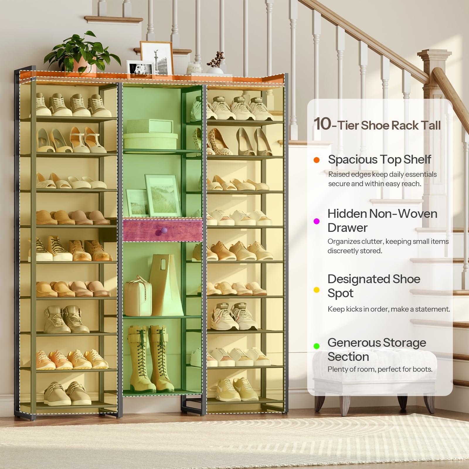 hoobro-10-niveaux-meuble-chaussures-marron-grande-capacit image 8