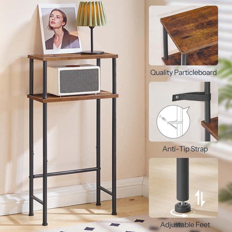 hoobro-console-table-console-troite-marron-40-cm-2-niveaux image 8