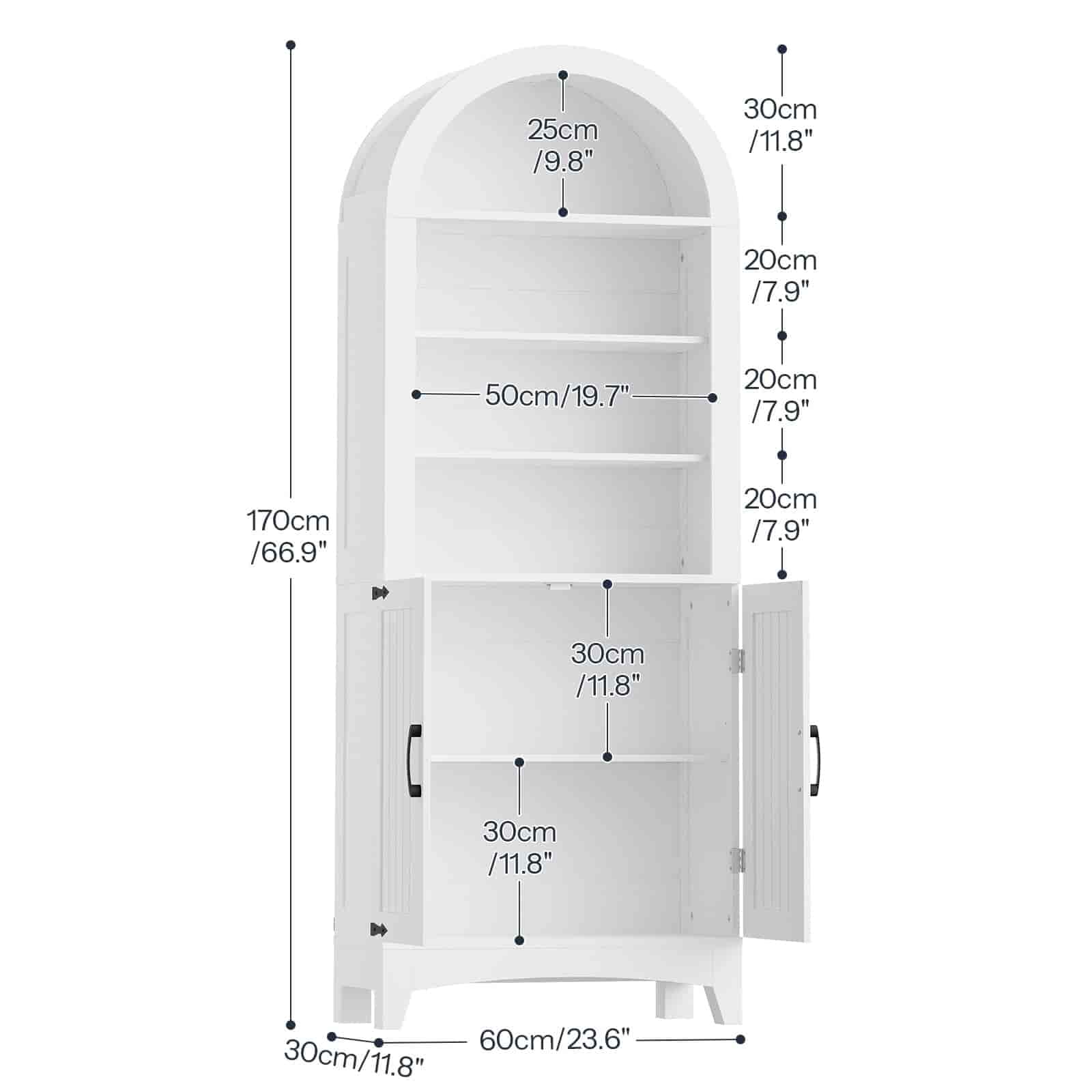 hoobro-armoire-salle-de-bain-haute-blanche-2-portes-170-cm image 3