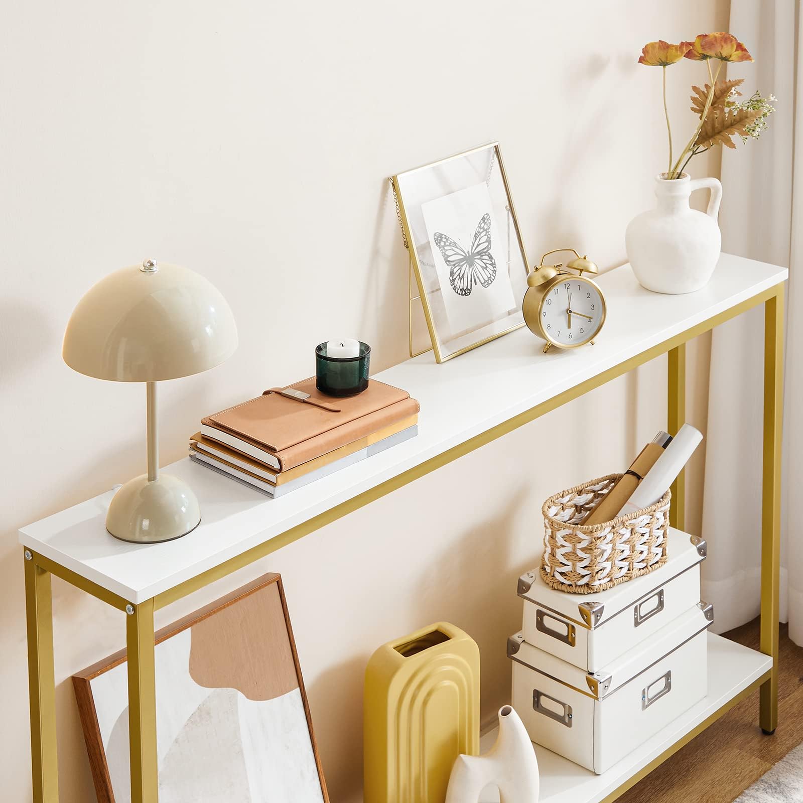hoobro-console-table-console-120cm-blanc-dor image 5