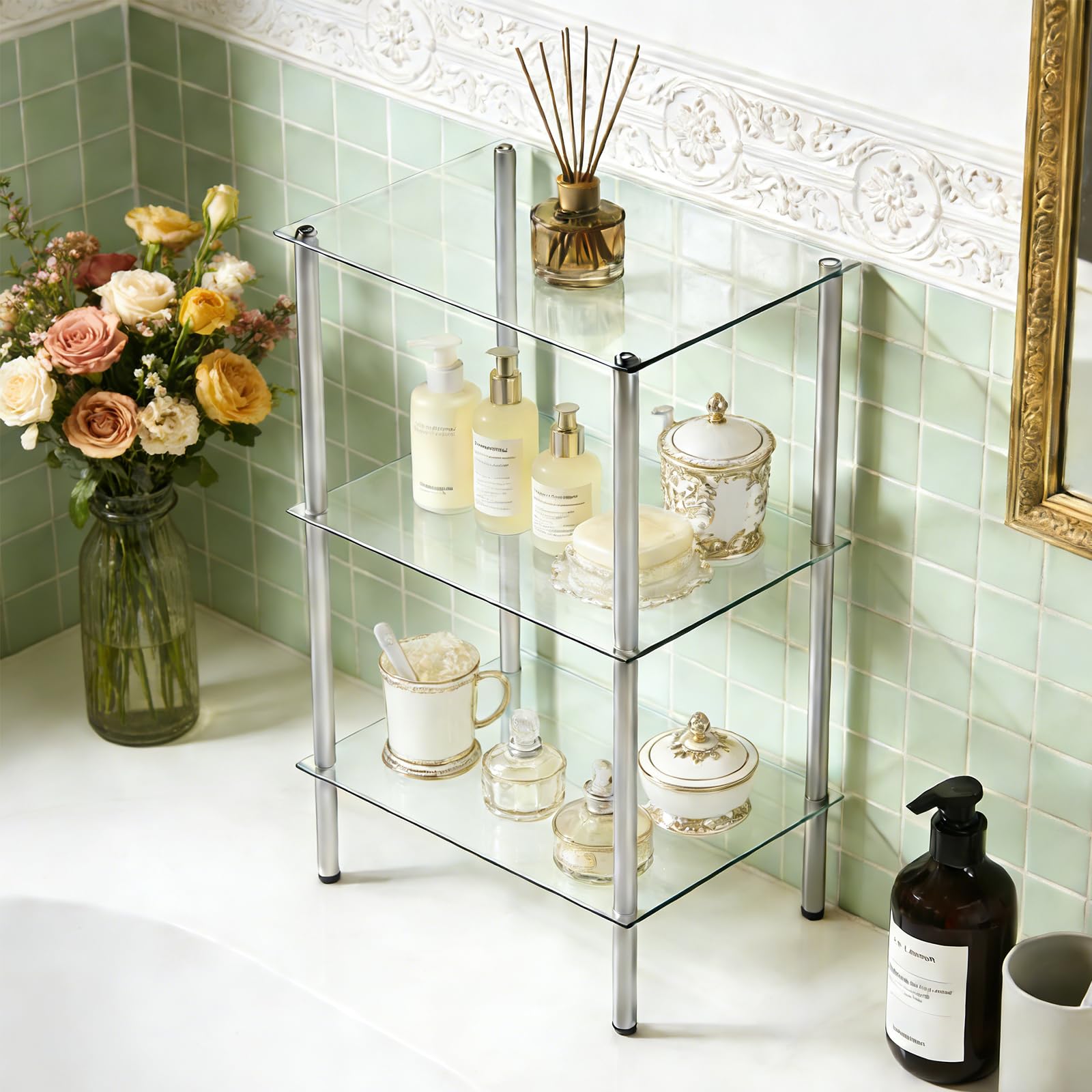 hoobro-bathroom-furniture-tag-re-salle-de-bain-verre-3-niveaux image 2