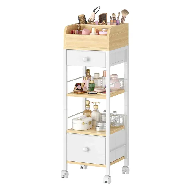 hoobro-rangement-desserte-maquillage-blanche-roulettes image 1