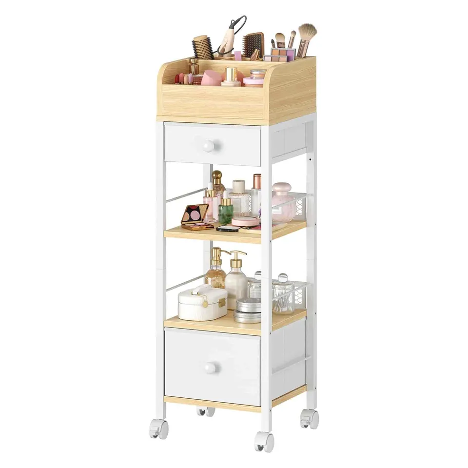 hoobro-rangement-desserte-maquillage-blanche-roulettes image 1