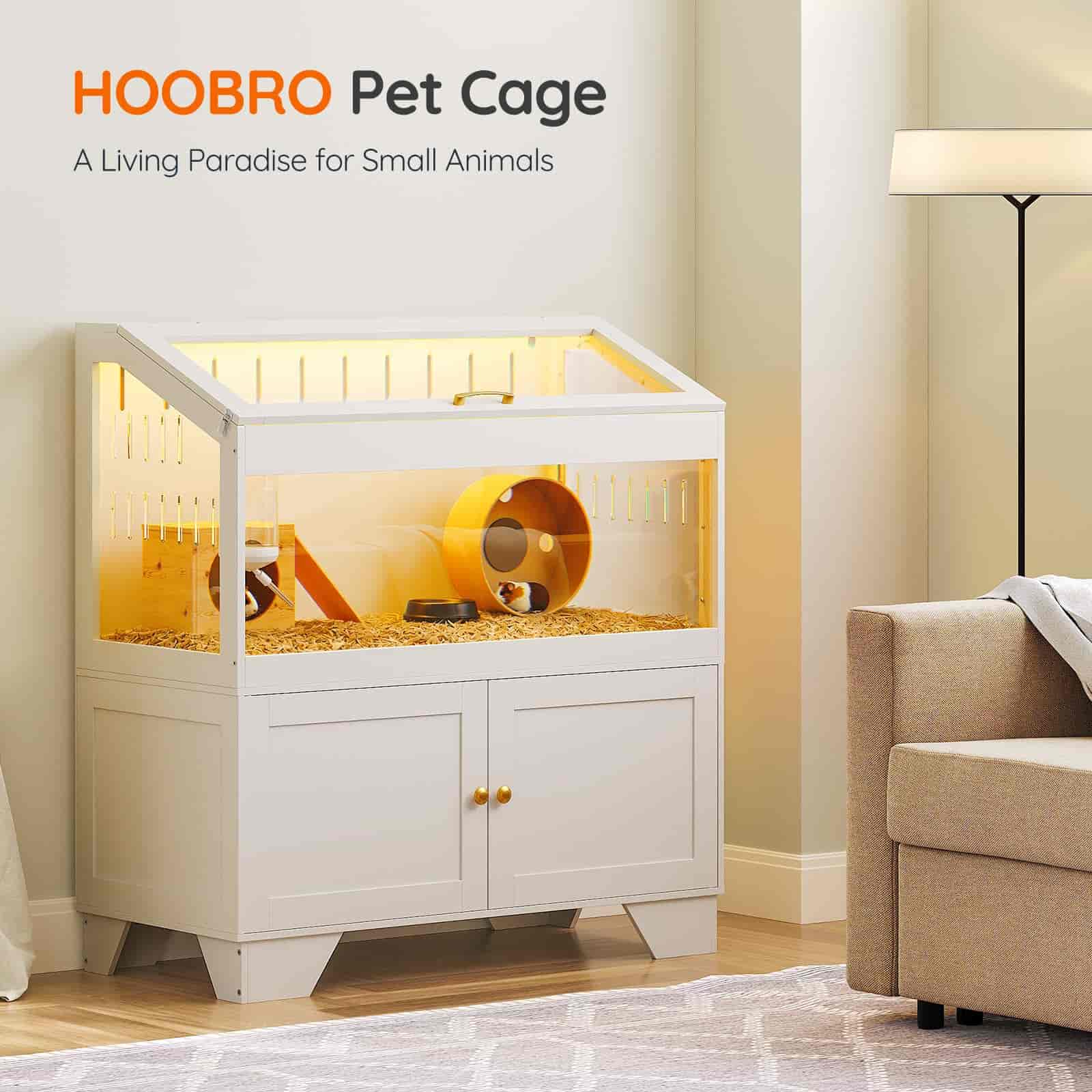 hoobro-cage-hamster-acrylique-grande-blanche-led-rangement image 5