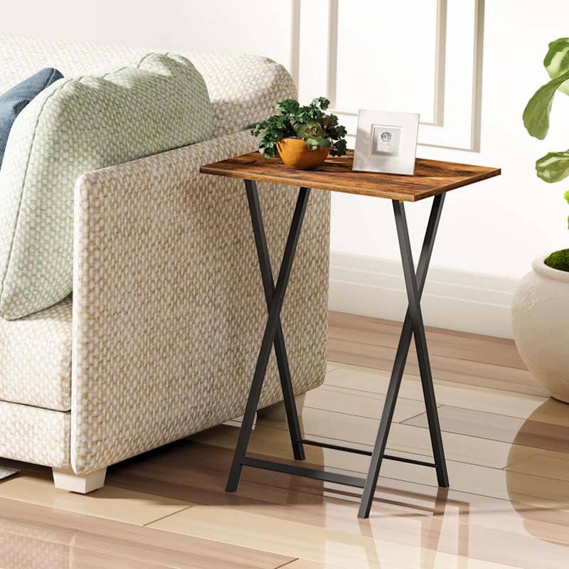 hoobro-tv-tray-tables-lot-4-tables-pliables-marron image 2
