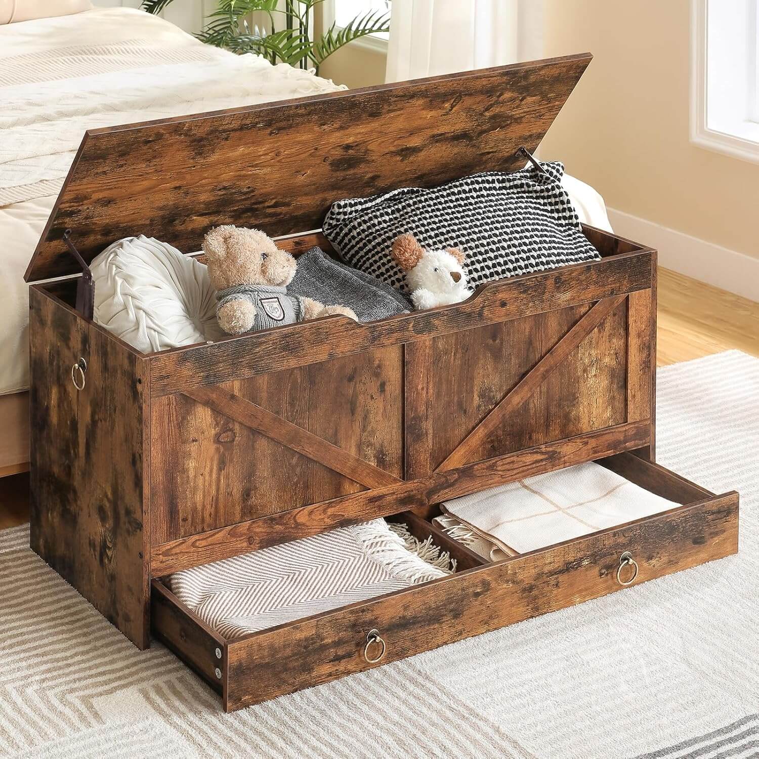 hoobro-storage-benches-coffre-jouets-marron-100-cm image 2