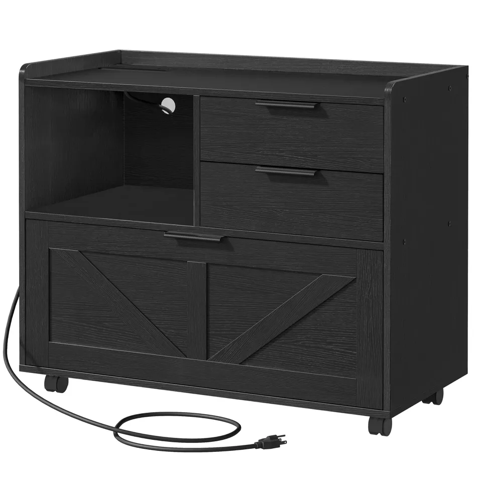 hoobro-caisson-de-bureau-noir-roulettes-avec-prise image 1