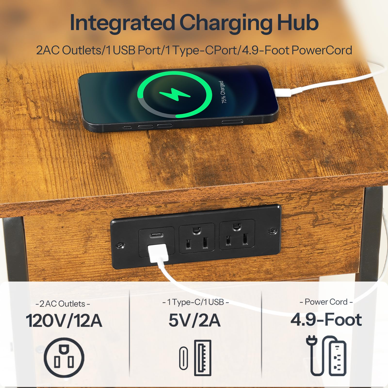 hoobro-bf430udbz01-table-chevet-troite-marron-led-prise image 7