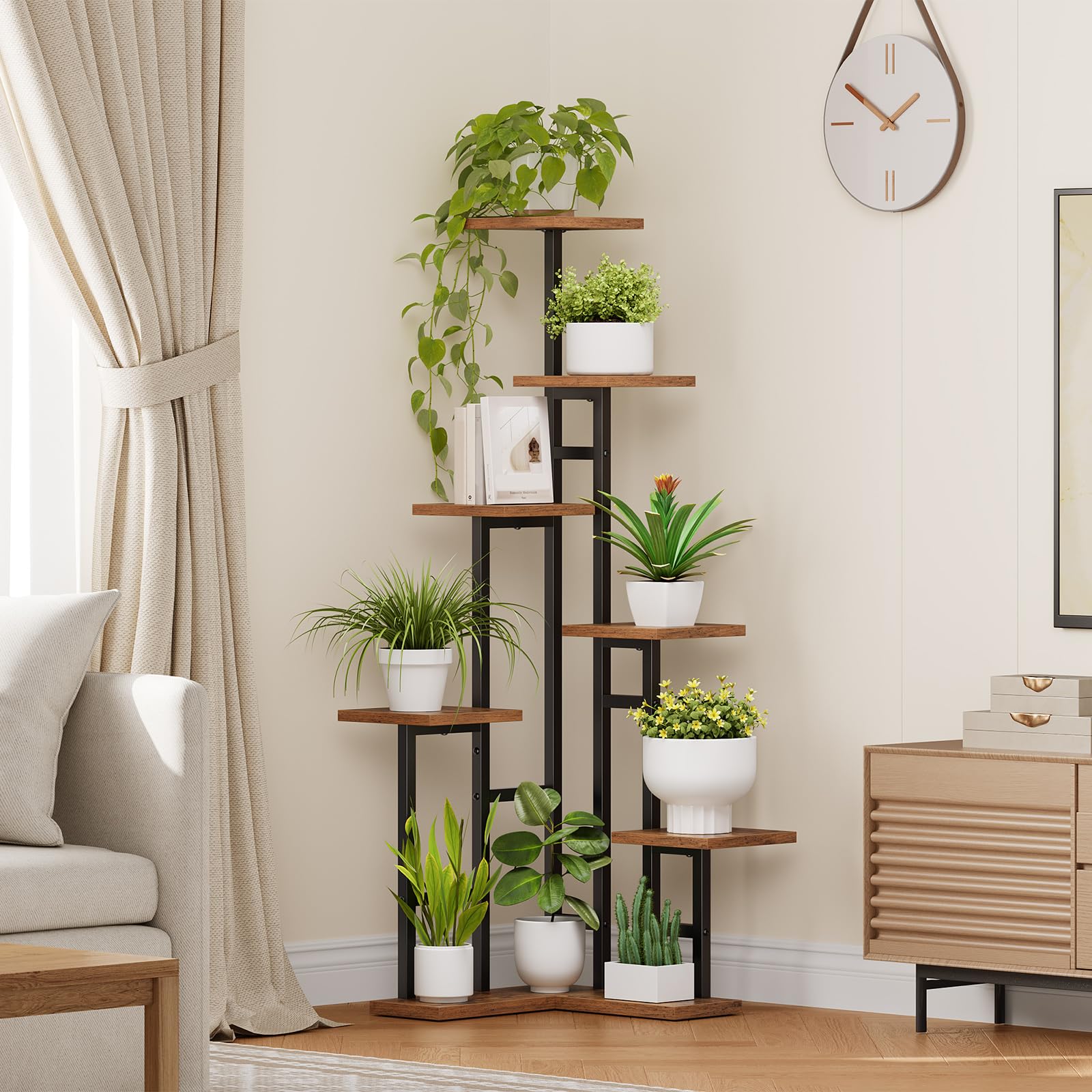 hoobro-storage-racks-porte-plantes-7-niveaux-marron image 5